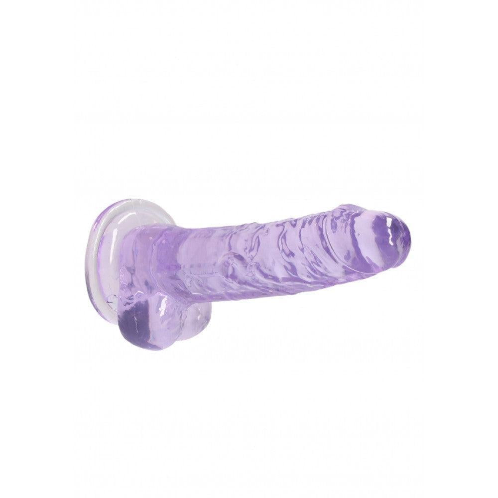 Realistic dildo with testicles Crystal Clear 19 cm. purple