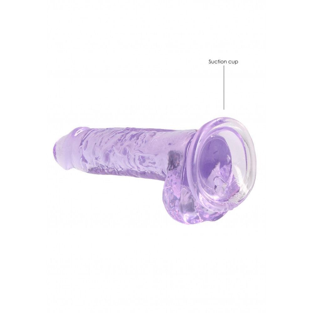 Realistic dildo with testicles Crystal Clear 19 cm. purple