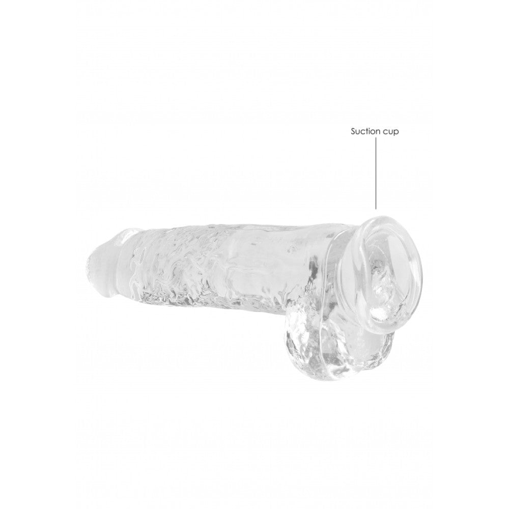 Realistic dildo with testicles Crystal Clear 24 cm. transparent