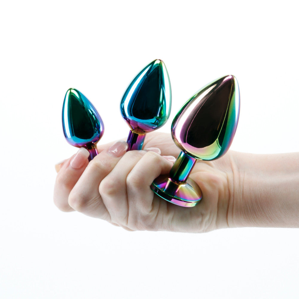 Rear Assets Set of 3 Metal Butt Plugs with Crystal Heart