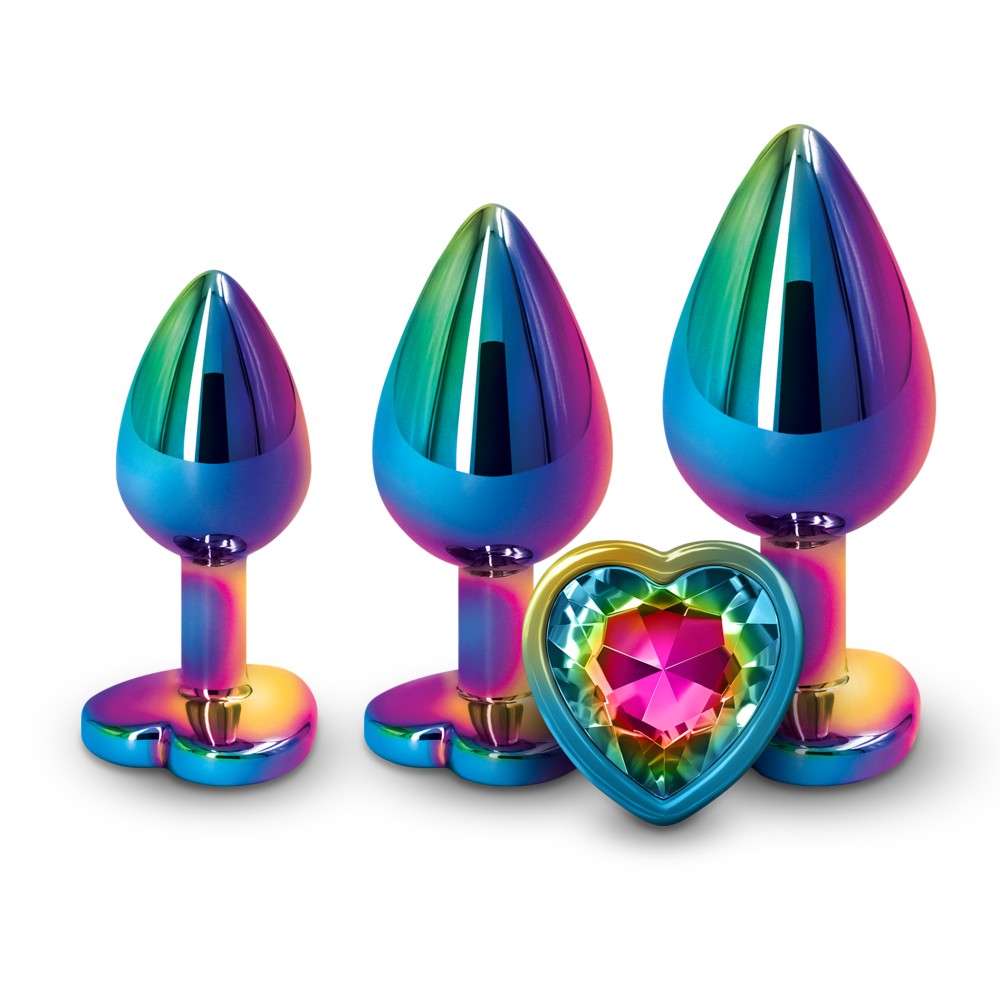 Rear Assets Set of 3 Metal Butt Plugs with Crystal Heart