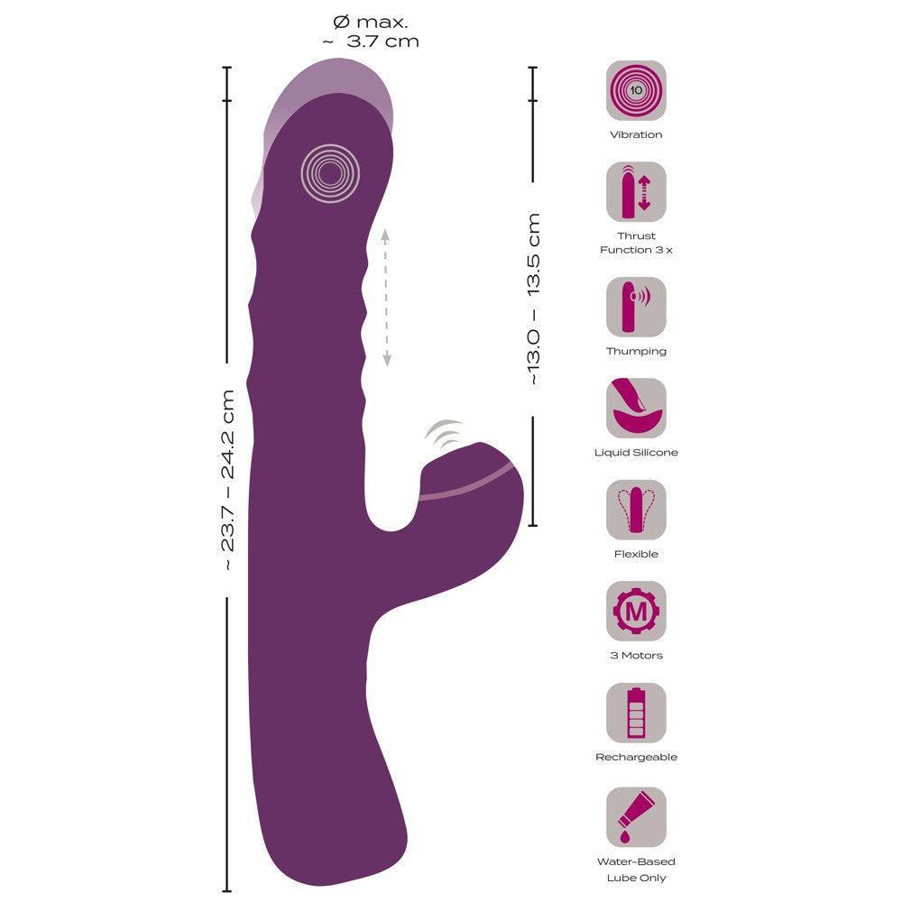 Rechargeable Thumping Rabbit Vibrator with 3 Motors and Thumping Javida Purple