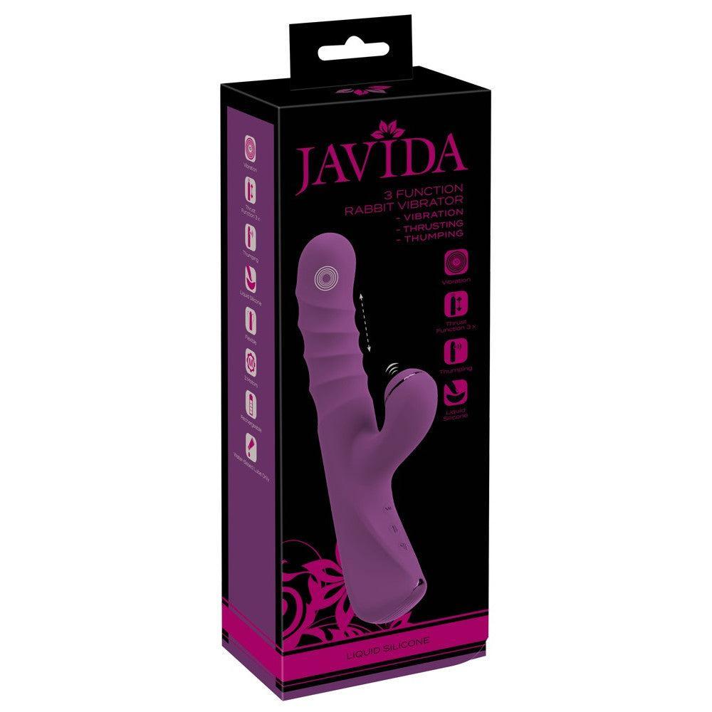 Rechargeable Thumping Rabbit Vibrator with 3 Motors and Thumping Javida Purple