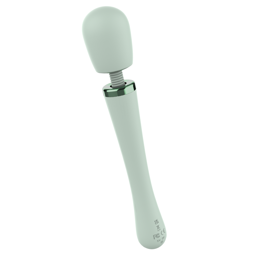 Rechargeable silicone massager Glam XL Wand green