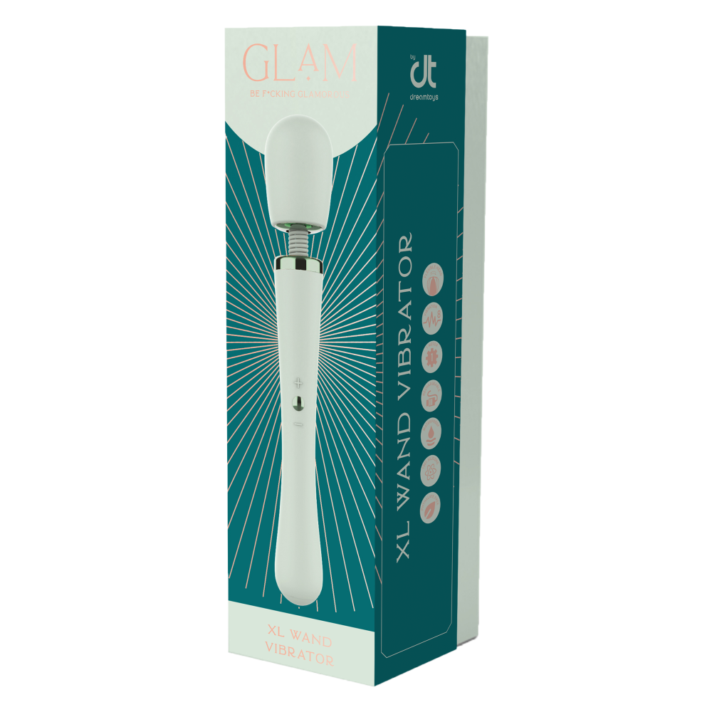 Rechargeable silicone massager Glam XL Wand green