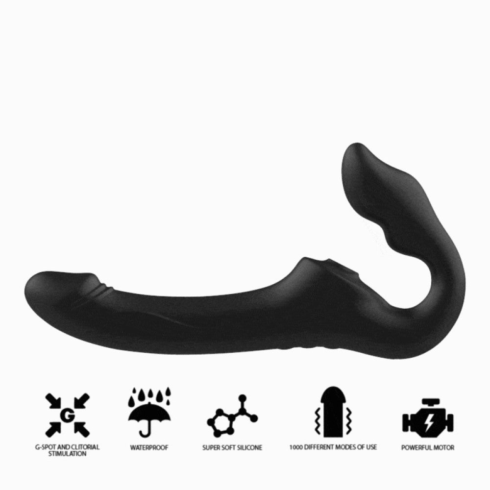 Rechargeable strapless vibrator with remote Ibiza black