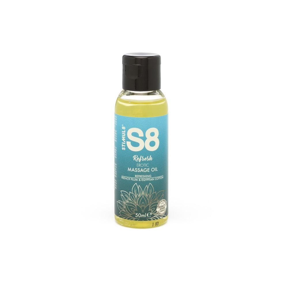 Refreshing massage oil with the aroma of French plum and Egyptian cotton S8 Refresh 50 ml.