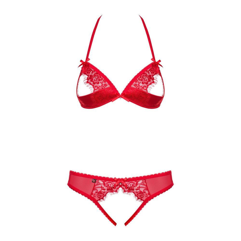 Obsessive Revealing Lingerie Set 2 Pcs. Red