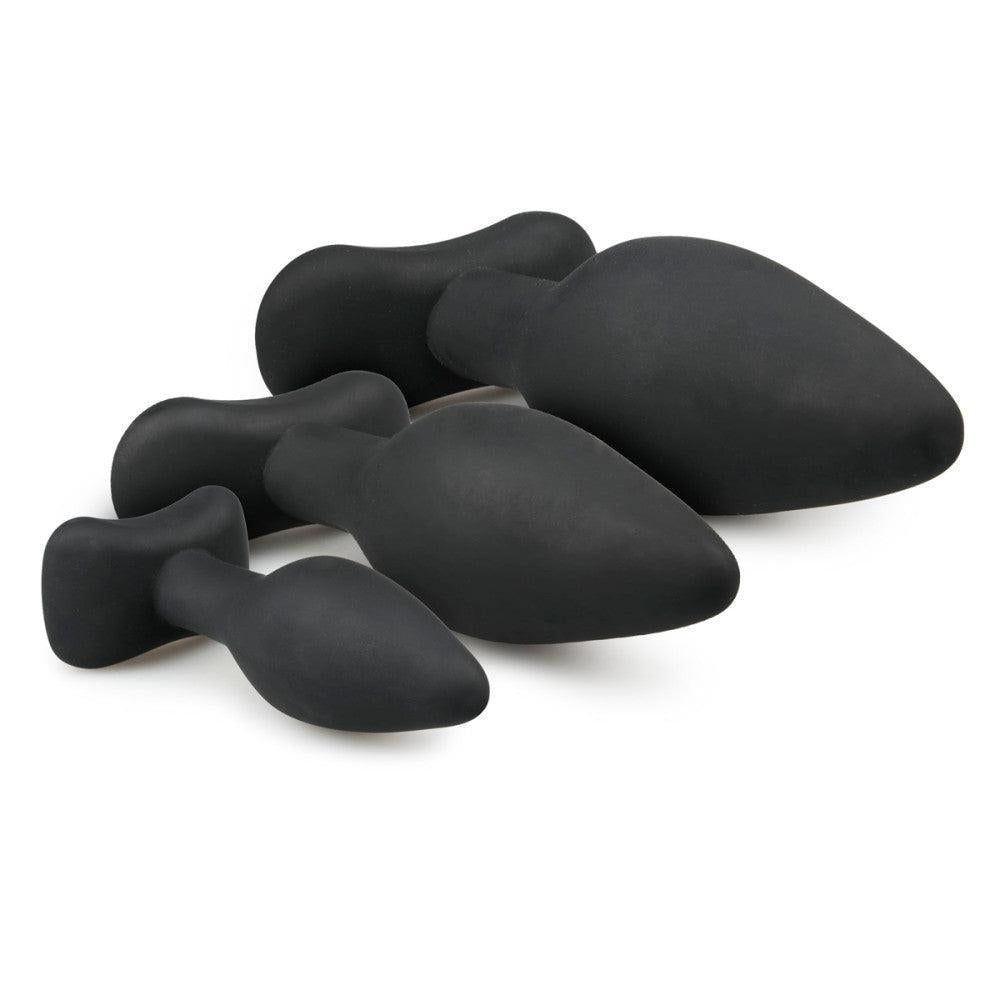 Rocket Silicone Butt Plug Set 3 Pcs. Black