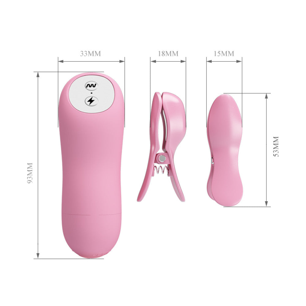Romantic Wave Vibrating Nipple Clips with Electric Shock Function