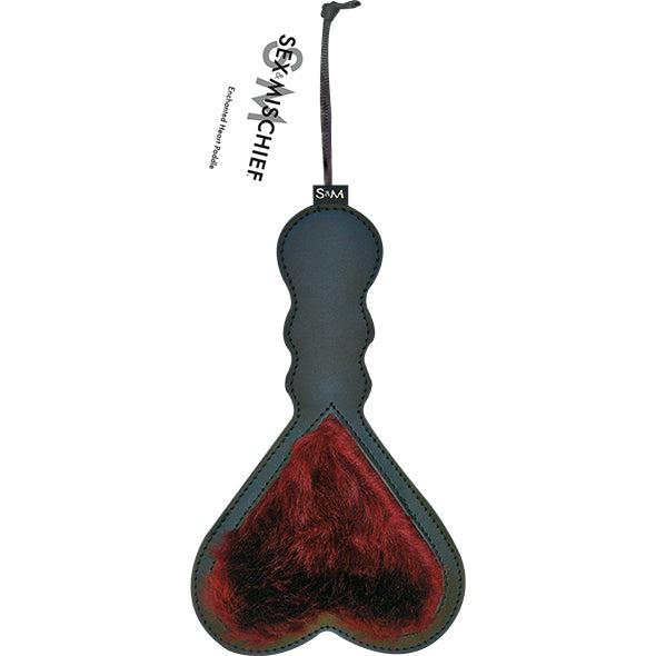 S&M Enchanted Heart Vegan Leather & Faux Fur Paddle