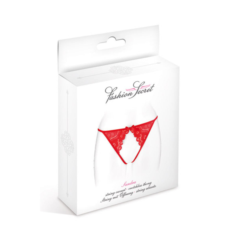 Sandra Crotchless Thong Red