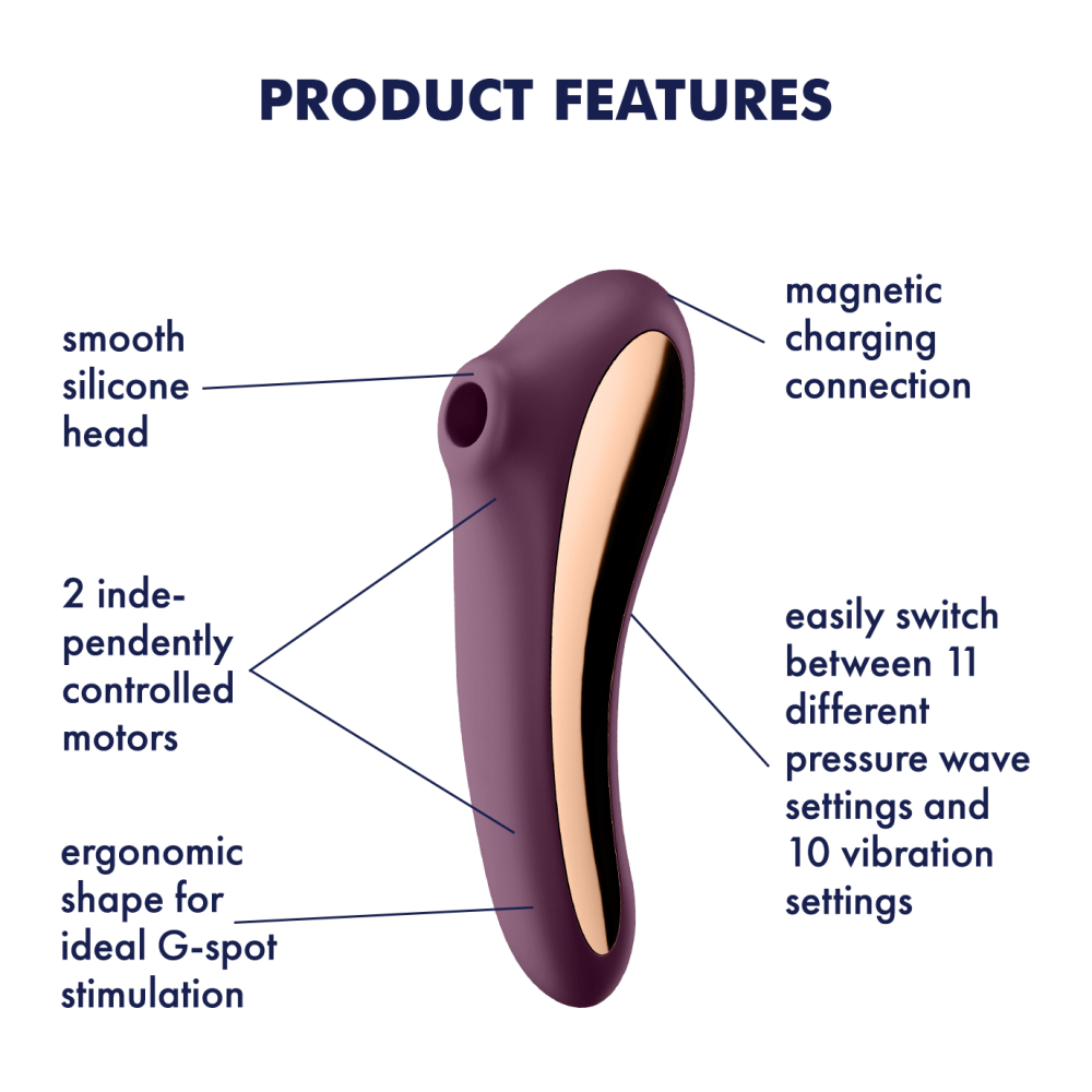 Satisfyer Dual Kiss Suction Stimulator & Vibrator Burgundy