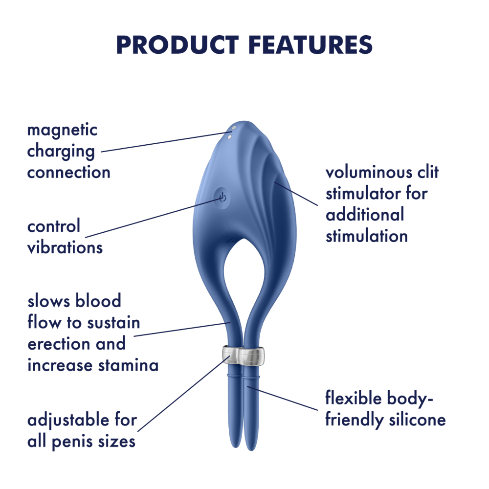 Satisfyer Duelist Vibrating Adjustable Cock Ring Blue