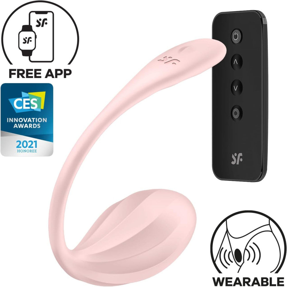 Satisfyer Ribbed Petal Rechargeable Vibrating Egg with App Pink