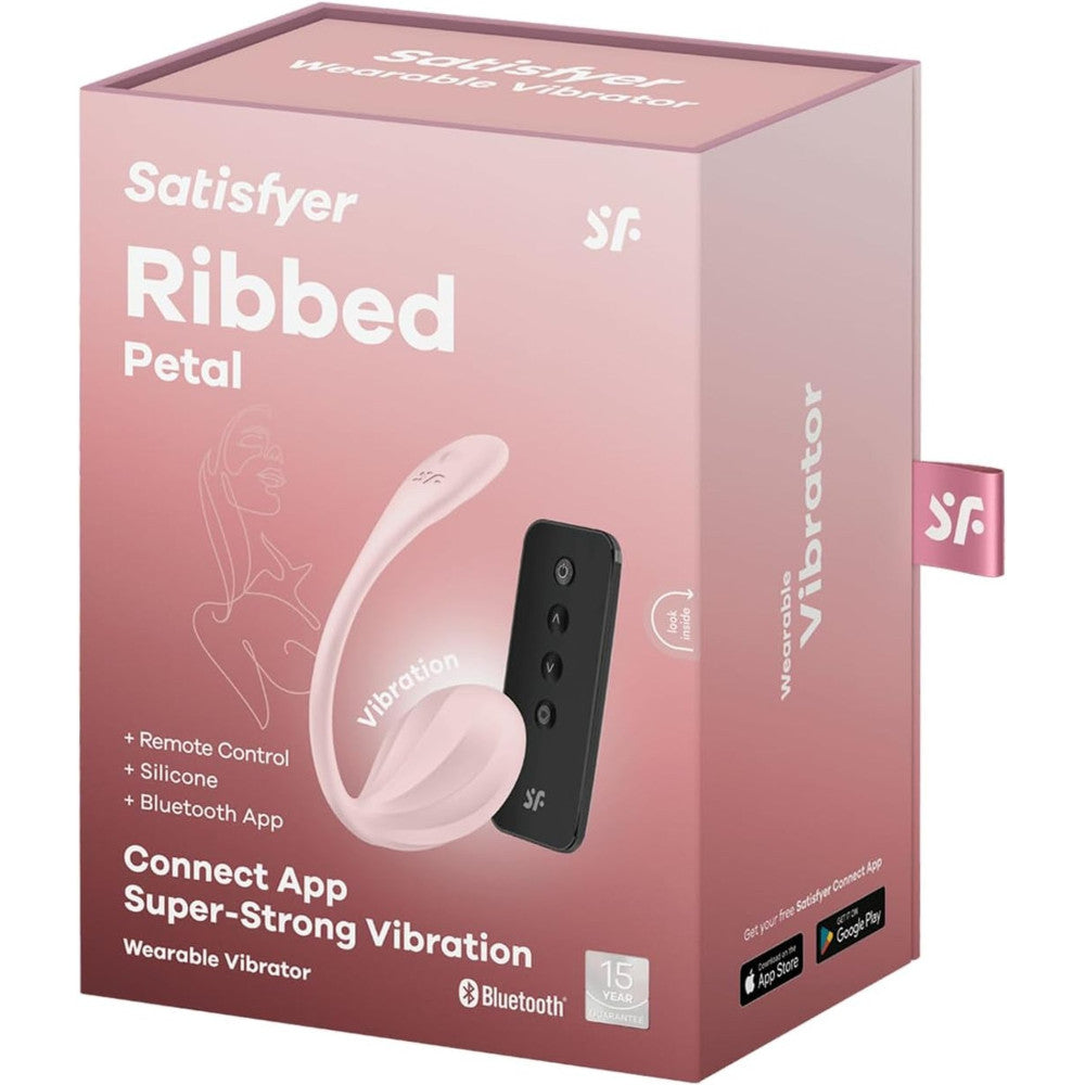 Satisfyer Ribbed Petal Rechargeable Vibrating Egg with App Pink