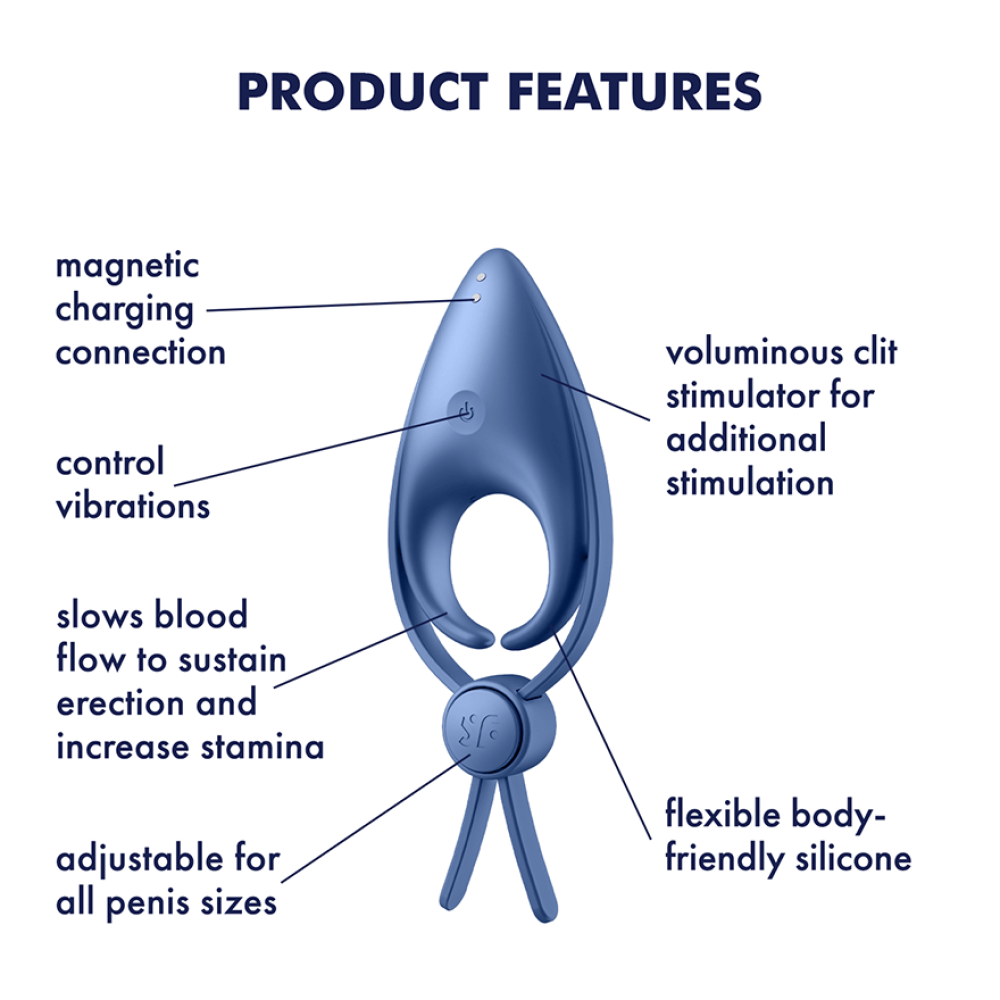 Satisfyer Sniper Blue Silicone Rechargeable Cock Ring