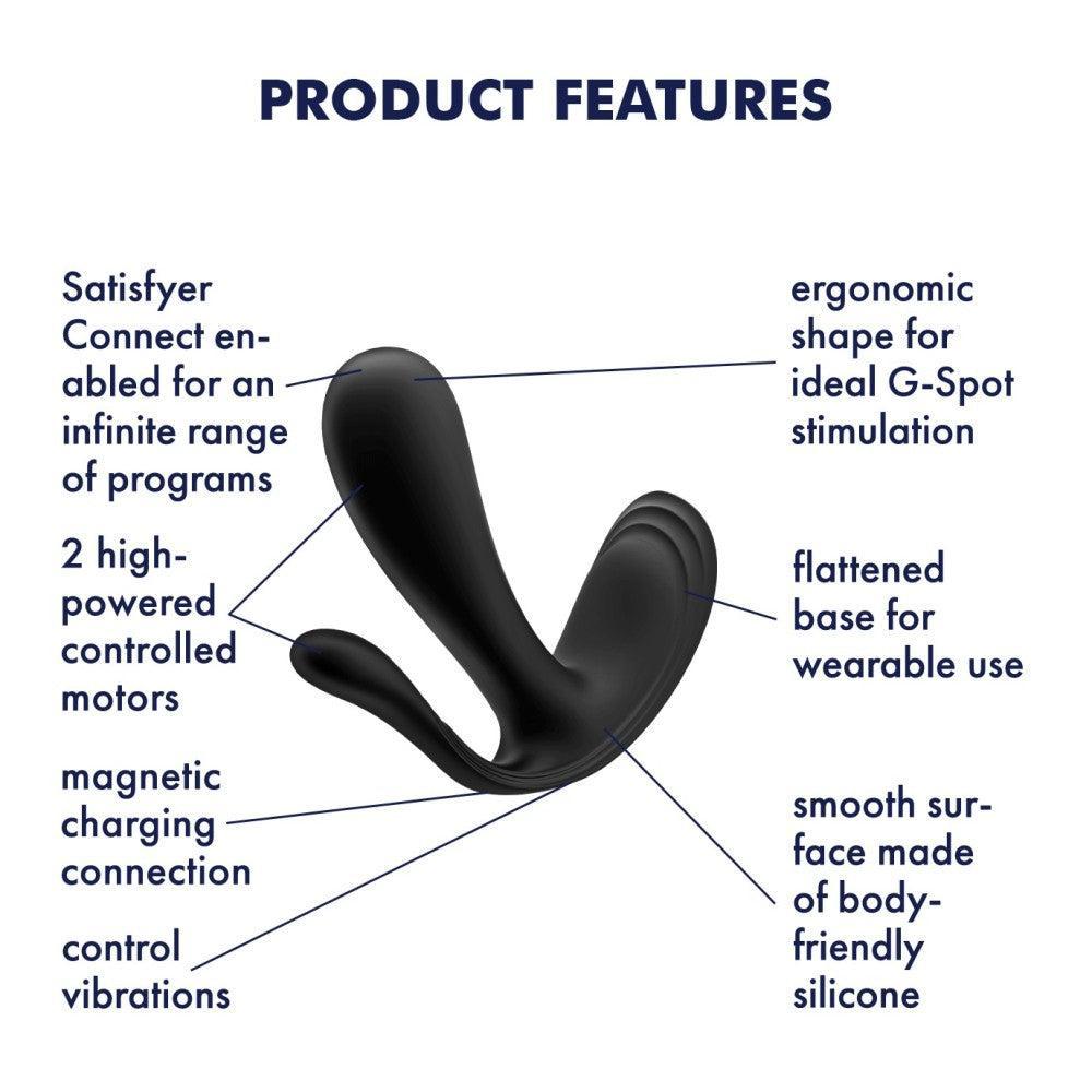 Satisfyer Top Secret Rechargeable Anal Stimulator Vibrator with App Black