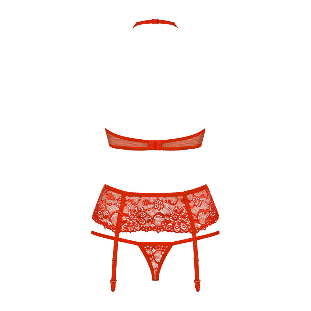 Seductive 3 Piece Lingerie Set Obsessive Red