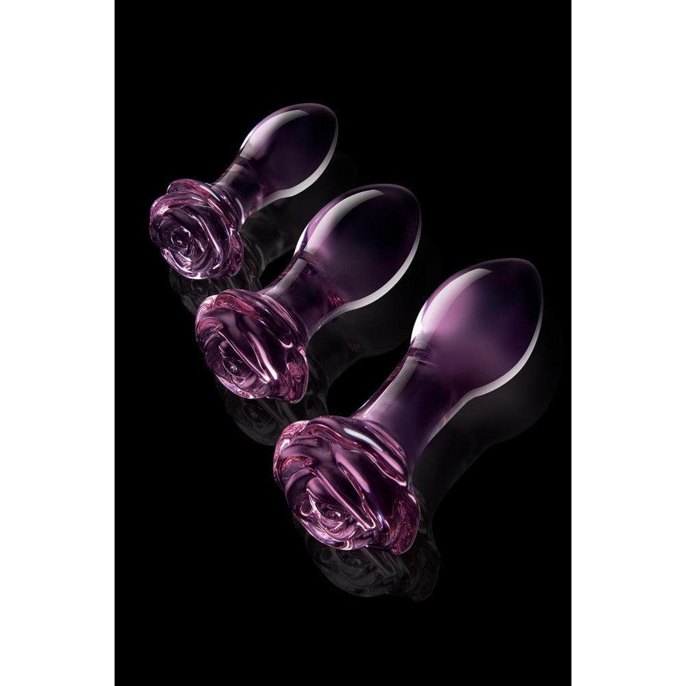 Rosebud Anal Training Glass Butt Plug Set 3 Pcs.