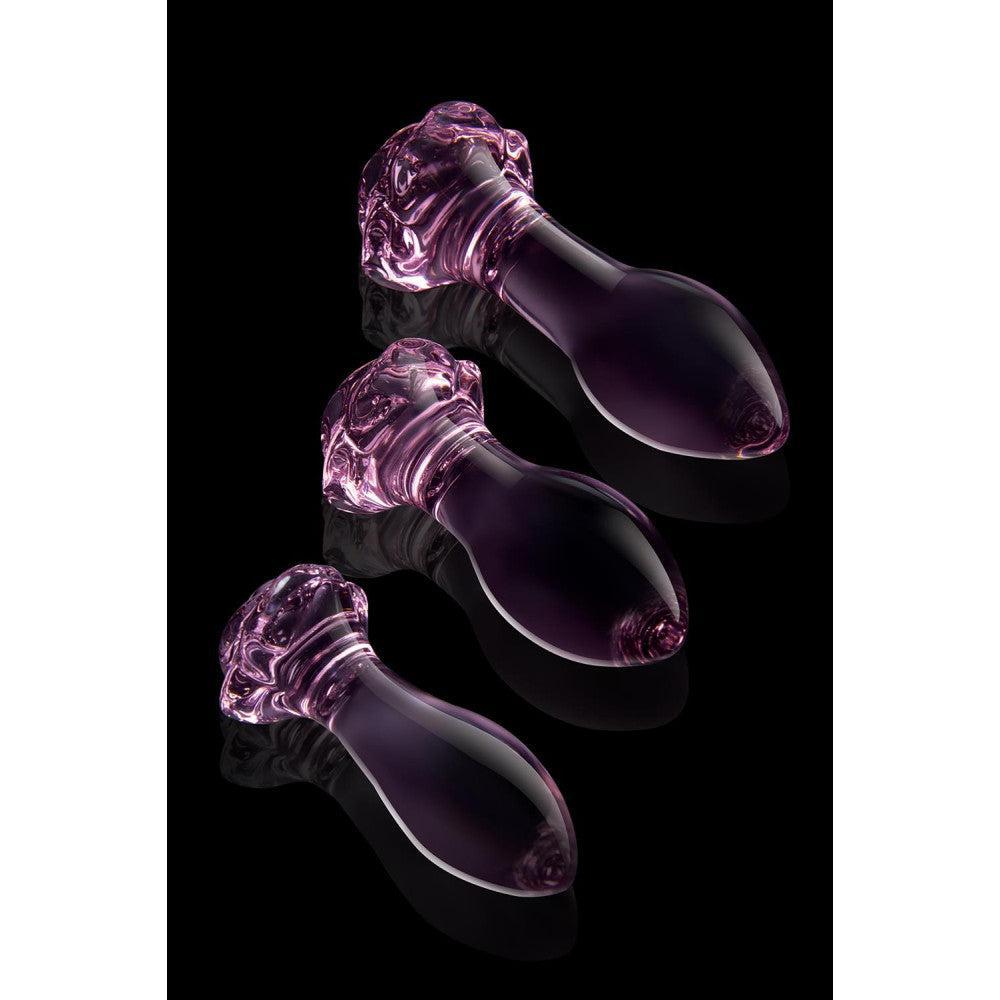 Rosebud Anal Training Glass Butt Plug Set 3 Pcs.