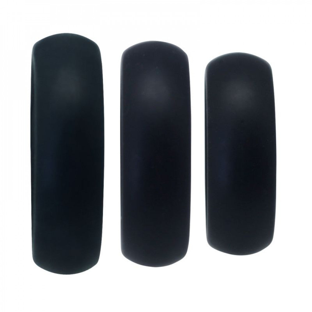 Set of 3 Wide Silicone Cock Rings Timeless Black