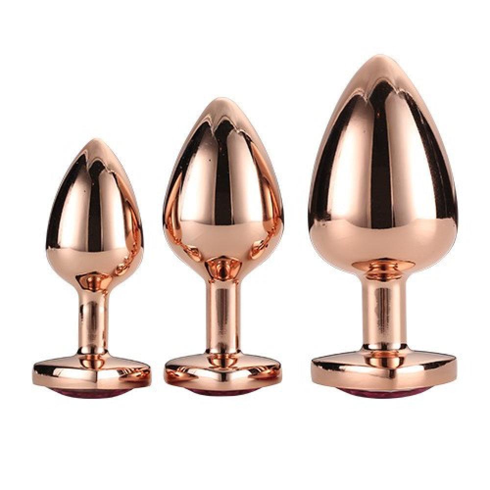 Gleaming Love Crystal Butt Plug Set 3 Pcs. Rose Gold