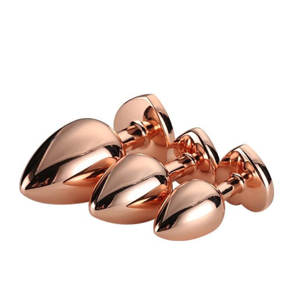 Gleaming Love Crystal Butt Plug Set 3 Pcs. Rose Gold
