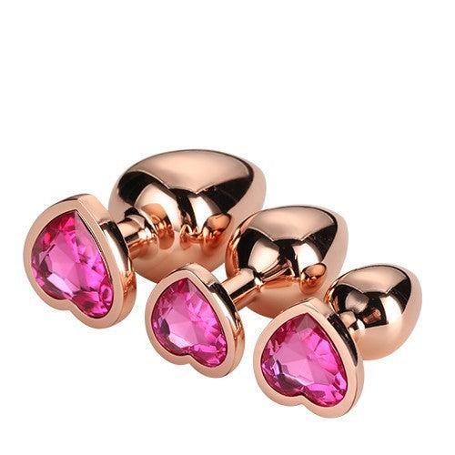 Gleaming Love Crystal Butt Plug Set 3 Pcs. Rose Gold
