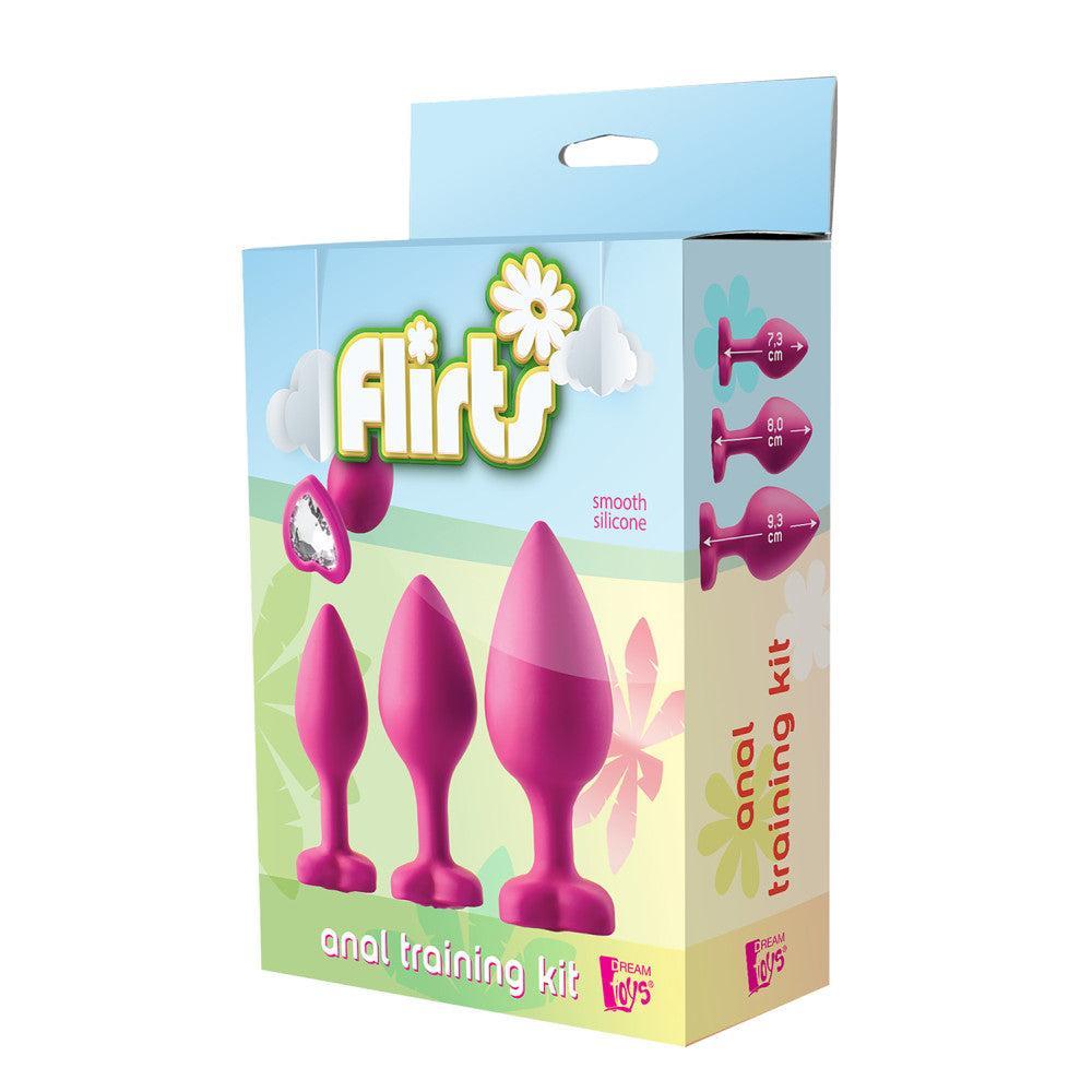 Set of 3 pcs. Flirts pink heart silicone butt plugs