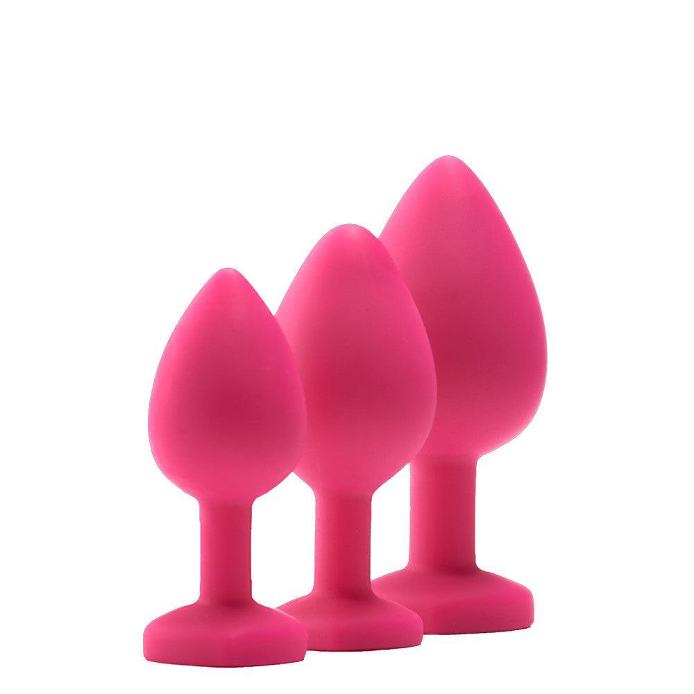Set of 3 pcs. Flirts pink heart silicone butt plugs