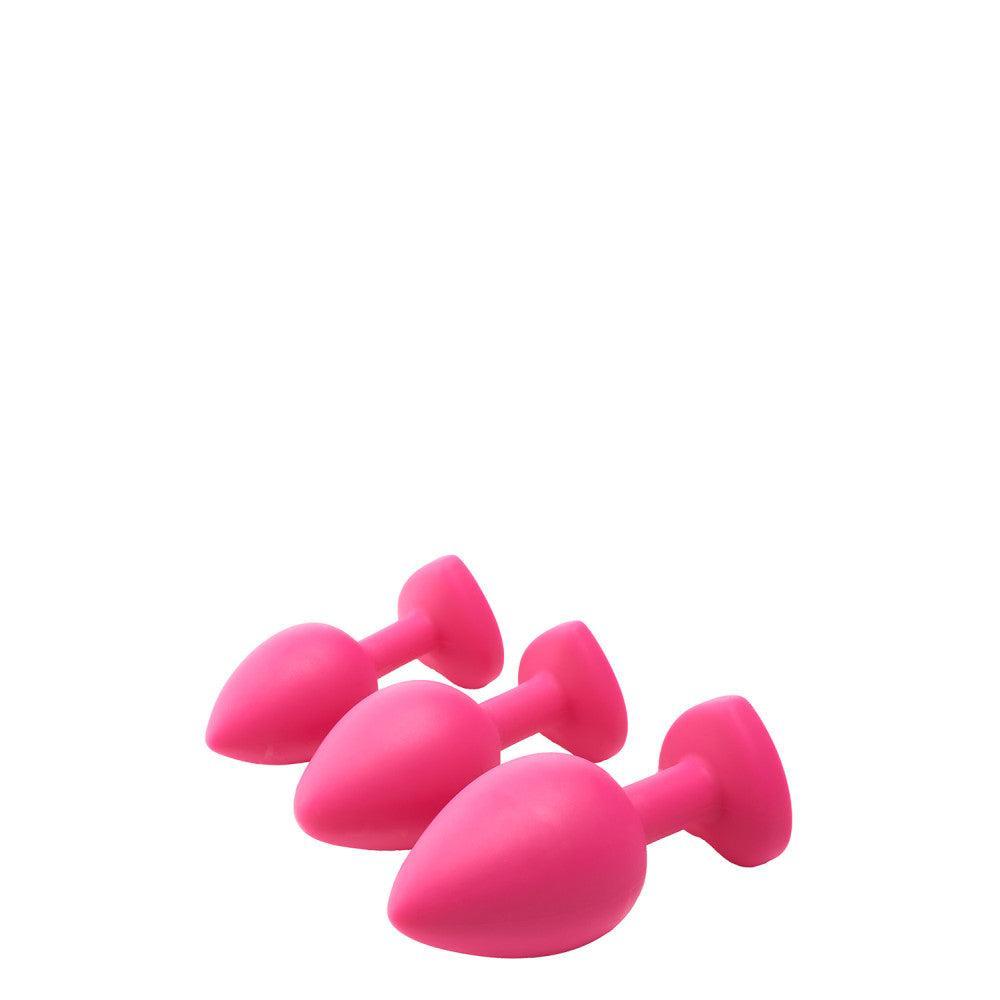 Set of 3 pcs. Flirts pink heart silicone butt plugs