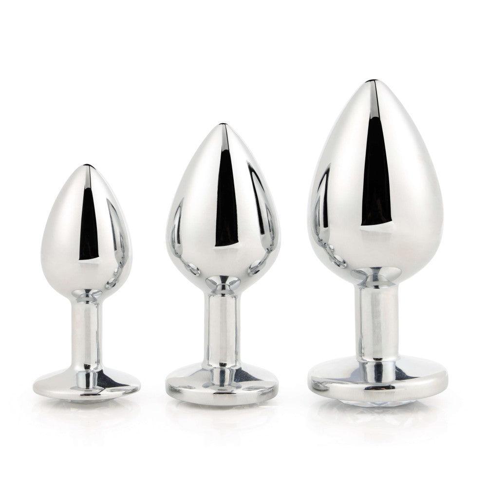 Gleaming Love Crystal Butt Plug Set 3 Pcs. Silver