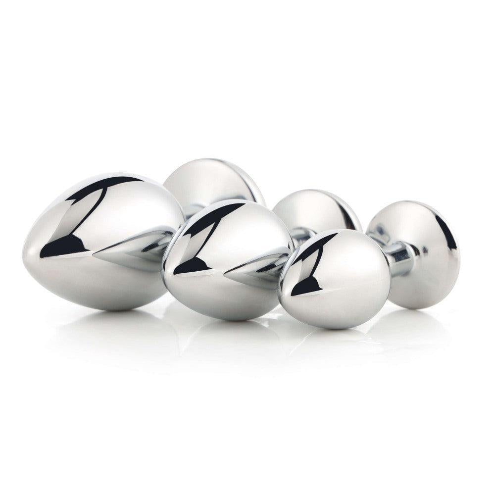 Gleaming Love Crystal Butt Plug Set 3 Pcs. Silver