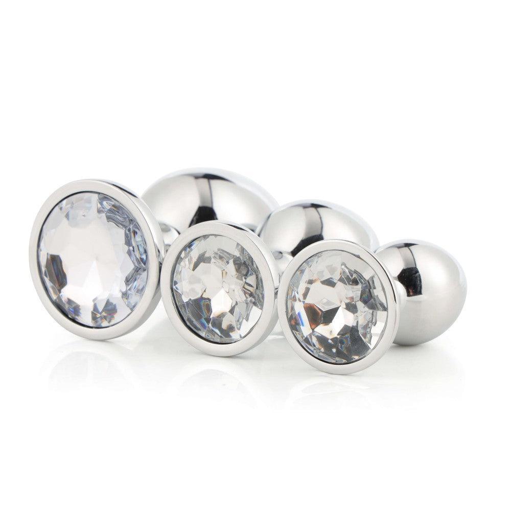 Gleaming Love Crystal Butt Plug Set 3 Pcs. Silver