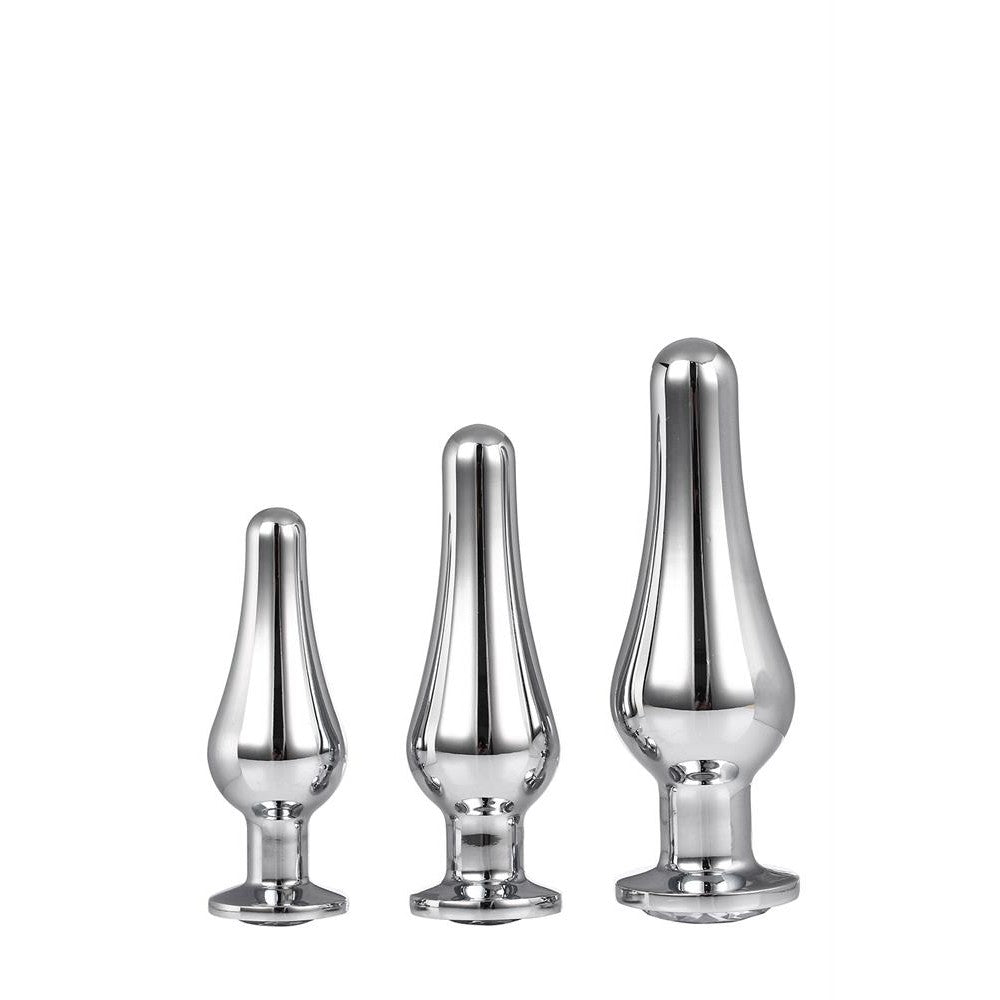 Gleaming Love Crystal Butt Plug Set Silver