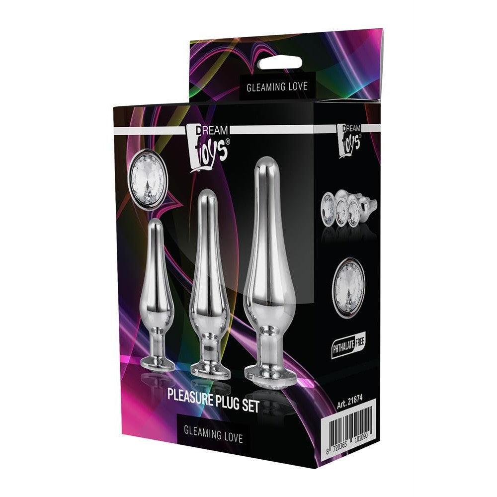 Gleaming Love Crystal Butt Plug Set Silver