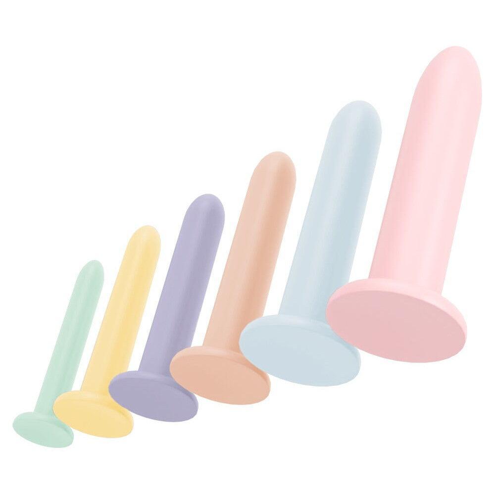 Set of 6 silicone dildos - dilators Six In A Row