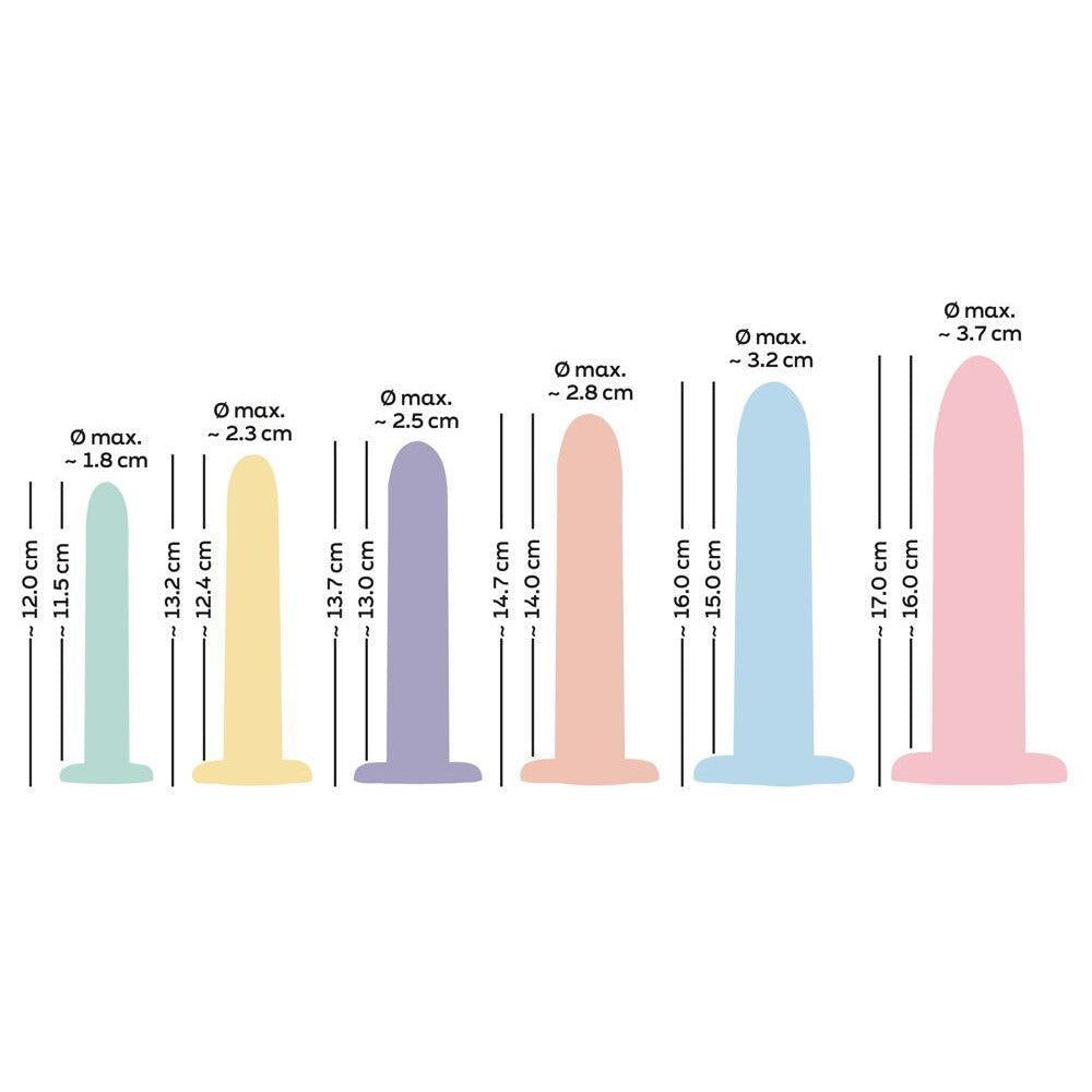 Set of 6 silicone dildos - dilators Six In A Row