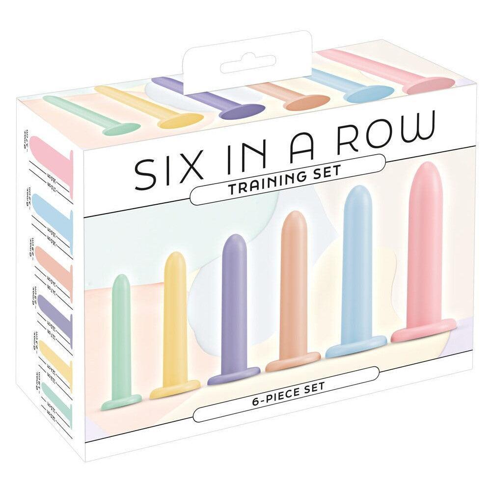 Set of 6 silicone dildos - dilators Six In A Row