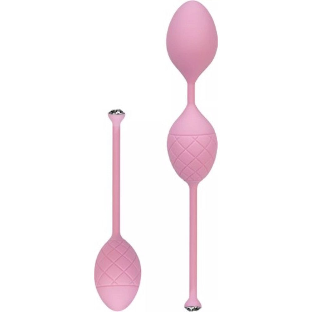 Set of Luxury Silicone Vaginal Balls with Weights & Swarovski Frisky Pink Crystals