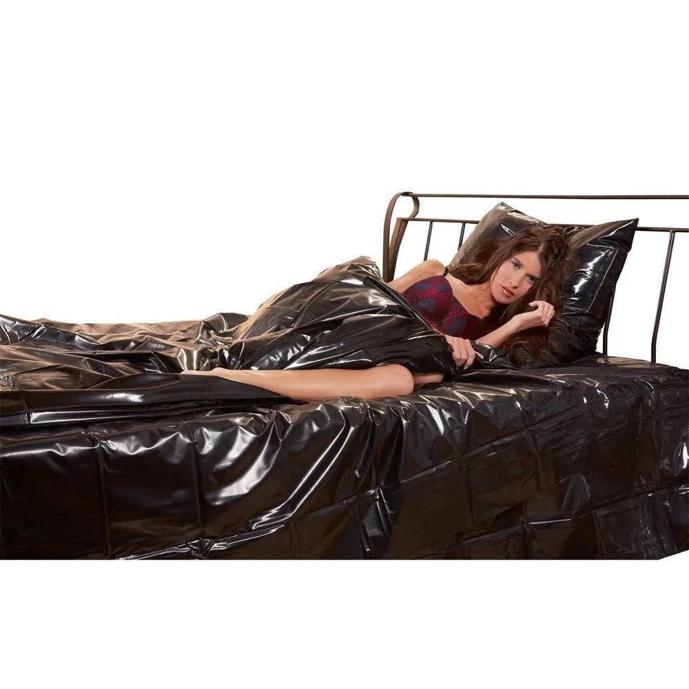 Sex sleeping mat with opening made of vinyl Lack 135 x 200 black