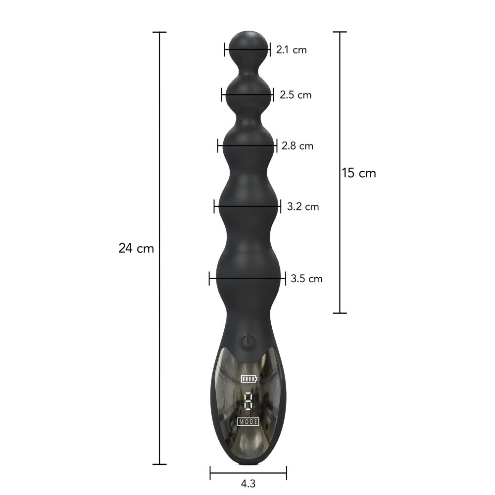 Silicone Anal Beads with LED Display Beaded Anal Gear Black