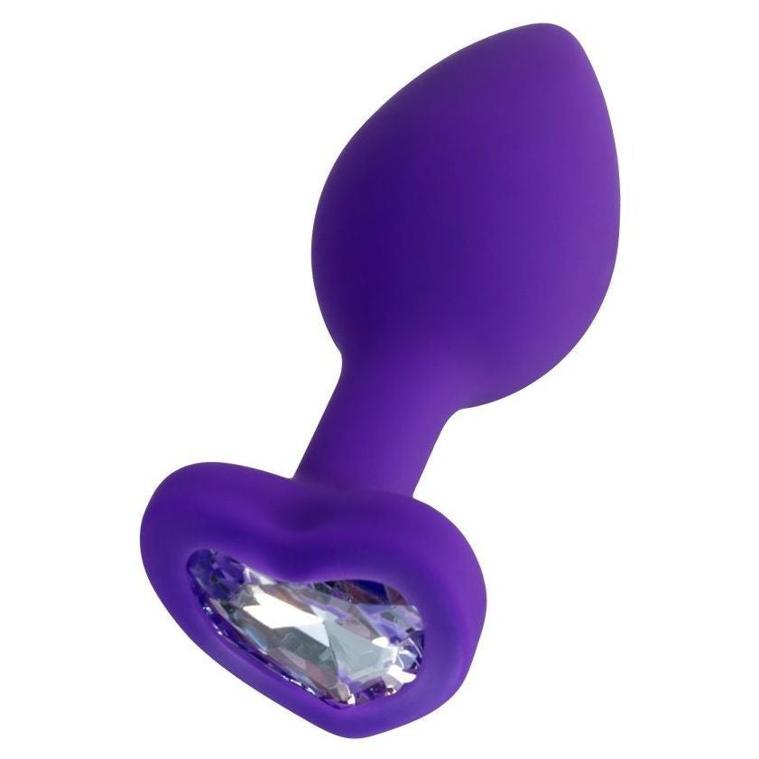 Silicone Anal Dilator with Crystal Heart Diamond Heart Purple S