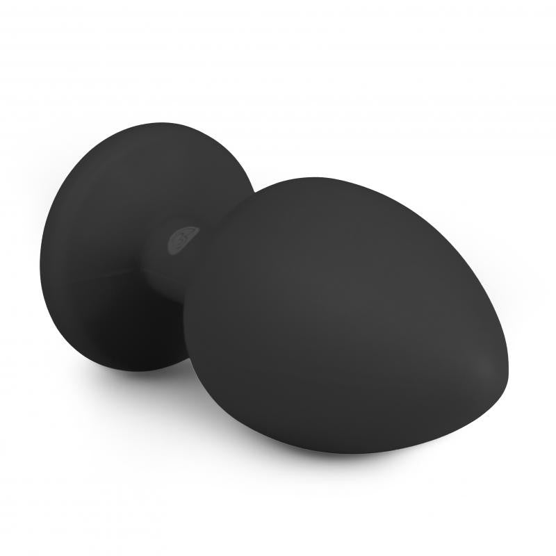 Silicone Butt Plug with Diamond Crystal Black L