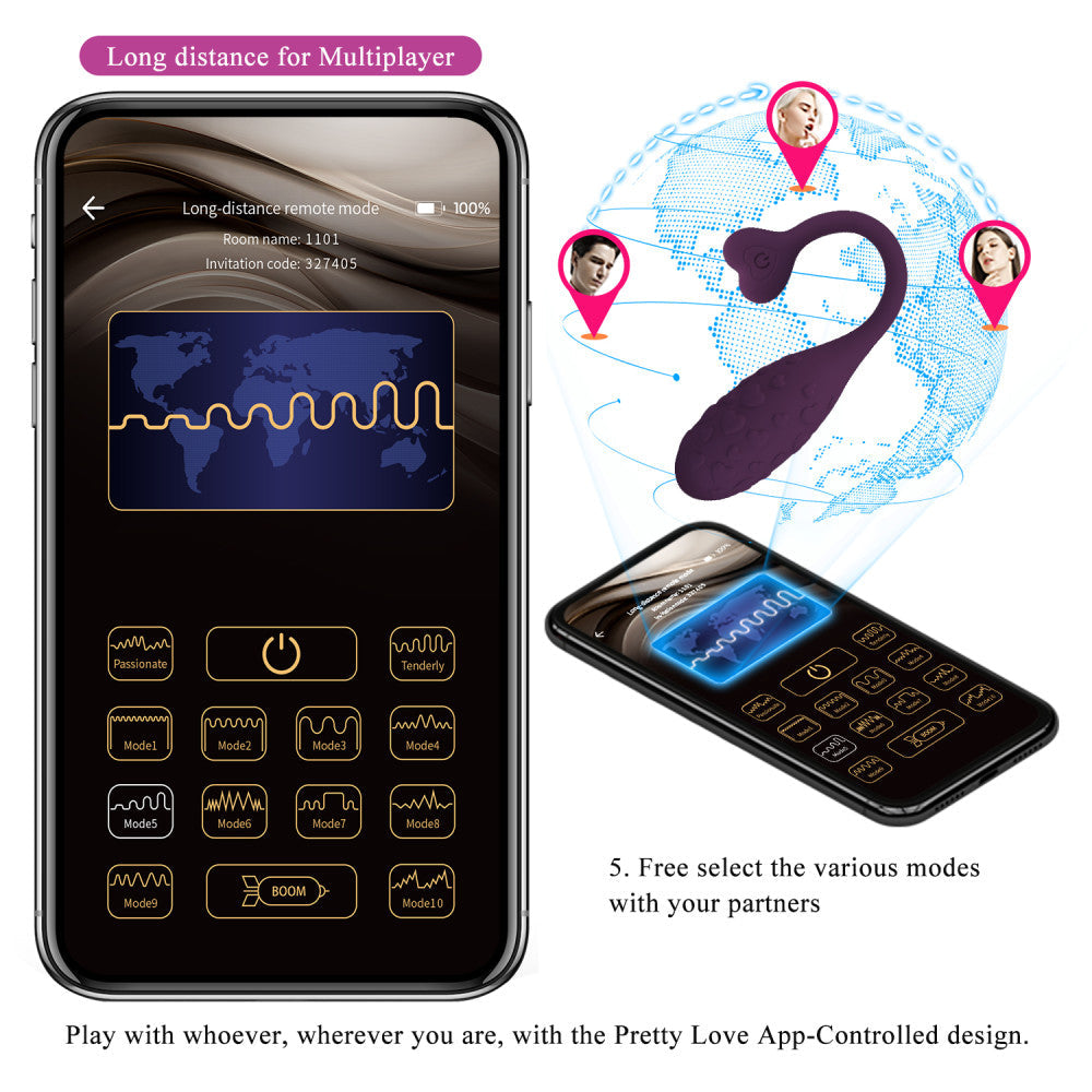 Silicone Vibro Egg with Mobile App Fisherman Purple