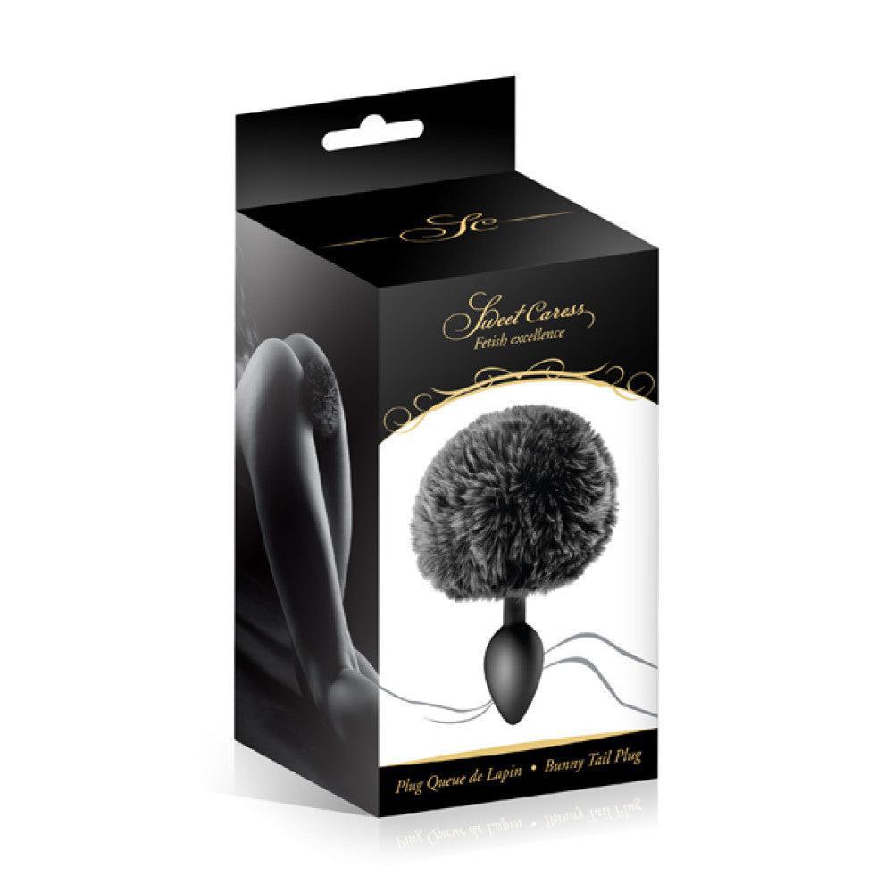Silicone butt plug with fluffy tail Sweet Caress black