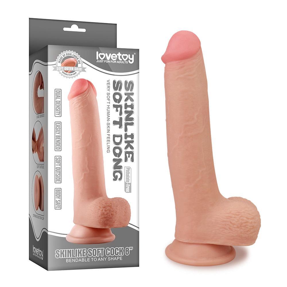 Skinlike Cock 8" Flexible Realistic Double Layer Cyber Skin Dildo