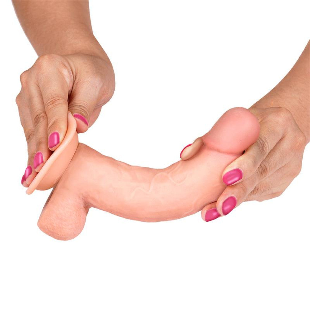 Slidy 8" Realistic Double Layer Testicle Dildo