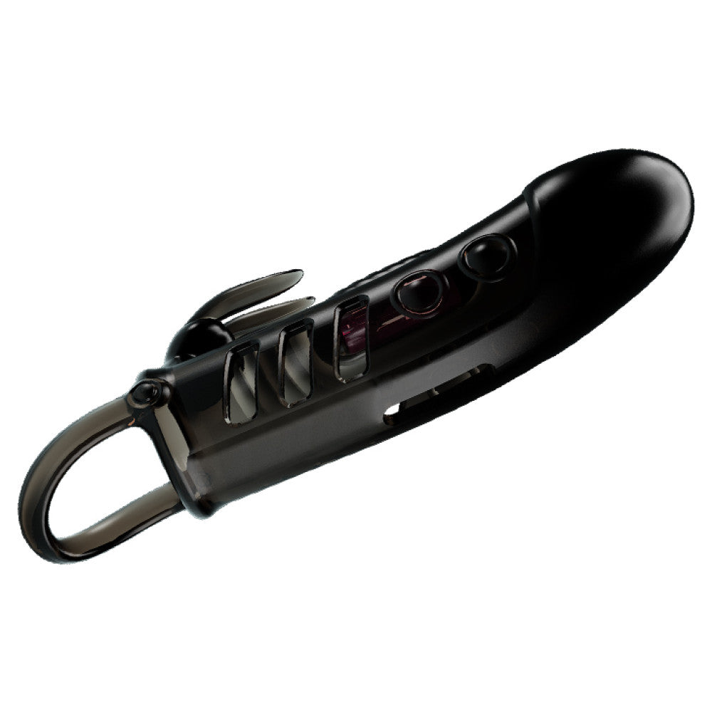 Sloane Vibrating Penis Extender with Rabbit Ears Black